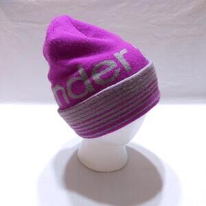 UNDER ARMOUR PURPLE‎ GRAY THICK KNIT WINTER BEANIE WOMENS